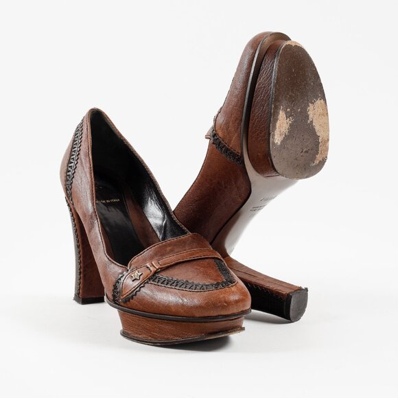 Fendi Brown Brogue Platform Pumps - Picture 4 of 9